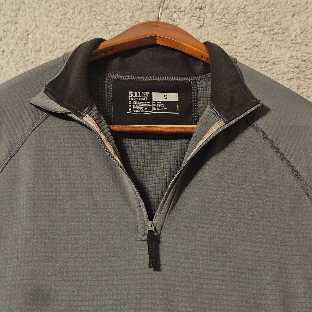 5.11 Tactical Rapid Half Zip Grid Fleece Pullover Mens Small Gray 72235-545